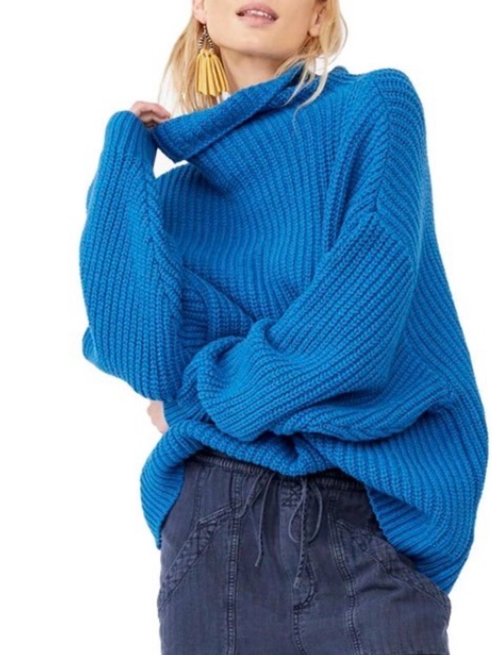 Free People Teal Turtleneck Sweater